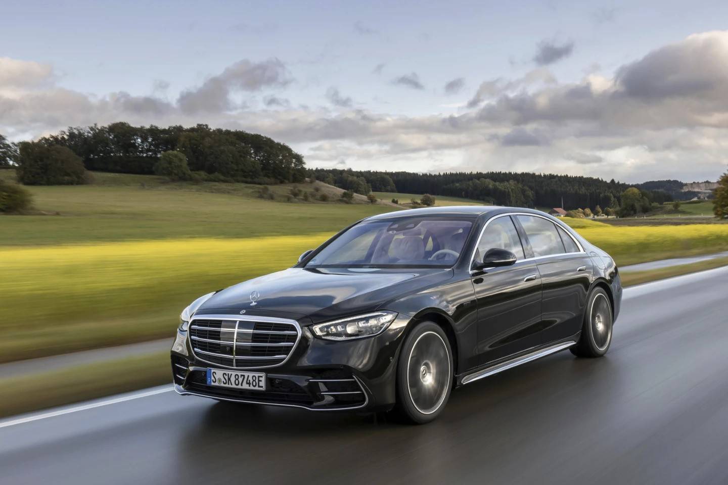 This photo provided by Mercedes-Benz shows the 2023 S-Class sedan. The 580e plug-in hybrid can drive an EPA-estimated 46 miles on all-electric power.