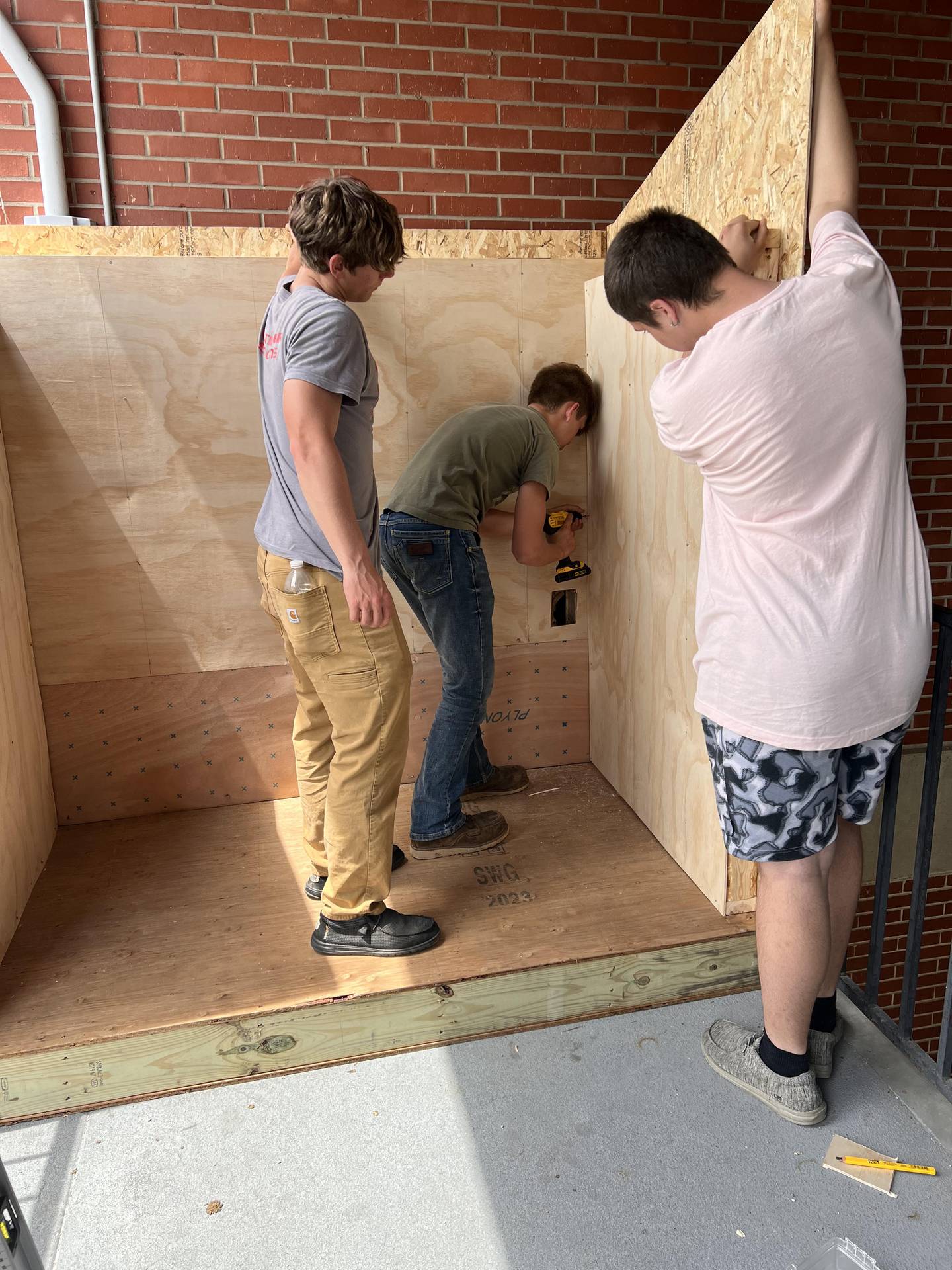 Students from Seth McMillan’s ag construction class at Oregon High School built shelters for four mini food centers. The project was in coordination with the Ogle County Health Department through a $500,000 CDC grant.