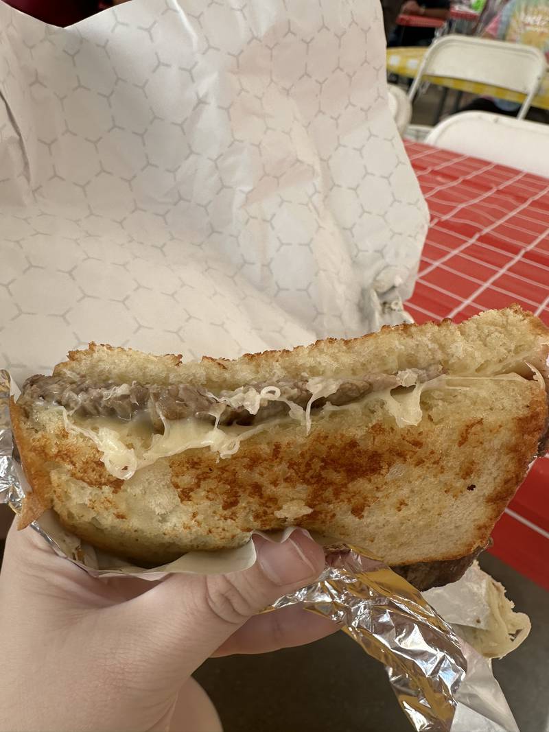 The Hoosier Cowboy Sandwich was a featured dish at the Indiana Beef Cattle Association food tent. A mouthwatering grilled ribeye steak, alongside pepper jack cheese from the Dairy Bar, was sandwiched between two pieces of sourdough bread.