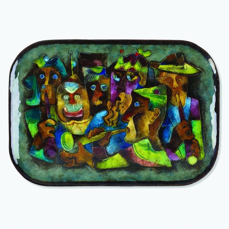 Artist Karl Drerup brought the old art of enameling into the 20th century. His pieces have bright colors, stylized shapes and vibrant designs.