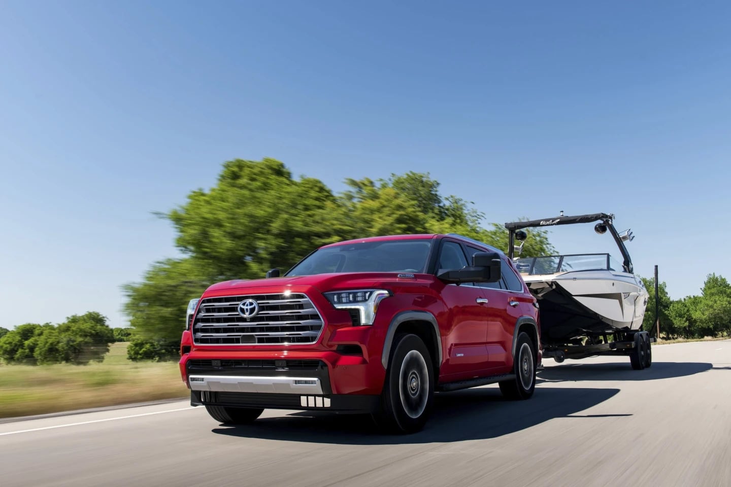 The 2024 Toyota Sequoia can tow up to 9,520 pounds when properly equipped.