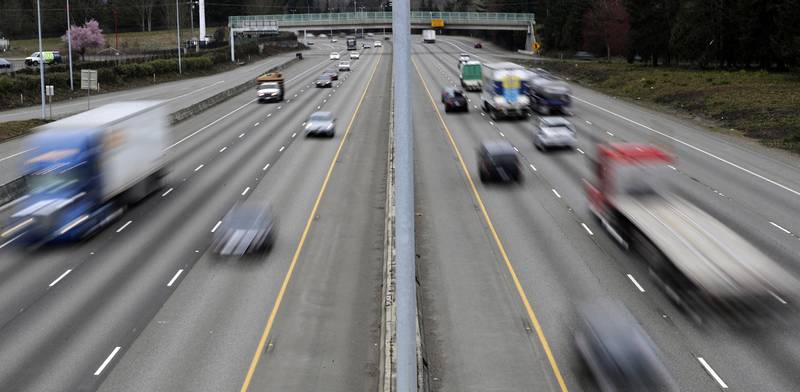 Cars and trucks travel on Interstate 5 near Olympia, Washington, March 25, 2019. On Wednesday, July 10, 2024, the National Highway Traffic Safety Administration alerted drivers to the existence of “cheap, substandard replacement air bag inflators” that can fail to prevent serious injuries or death in a vehicle wreck. (AP Photo/Ted S. Warren, File)