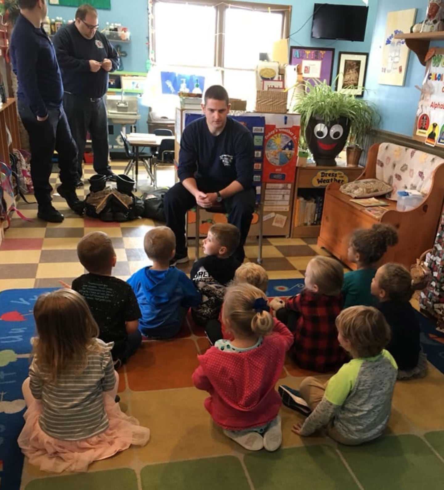 Jeff Quinlan teaches safety lessons to a classroom in Whiteland, Indiana.