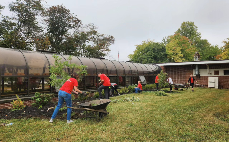 Volunteers clean up the Hope Center in Indianapolis.