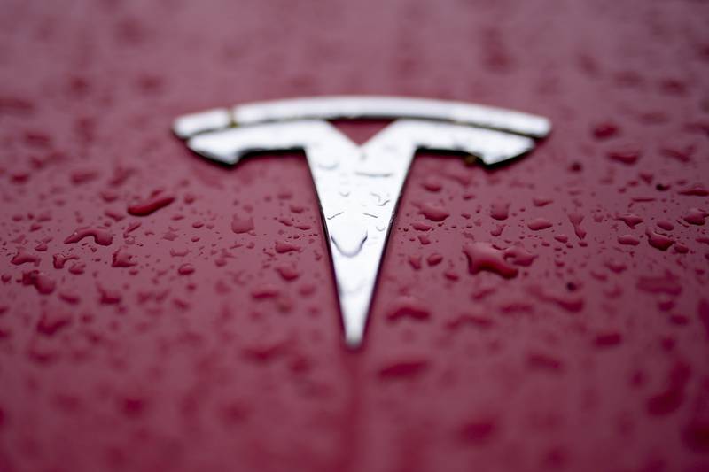 A Tesla logo is shown in February 2024 in Charlotte, North Carolina.