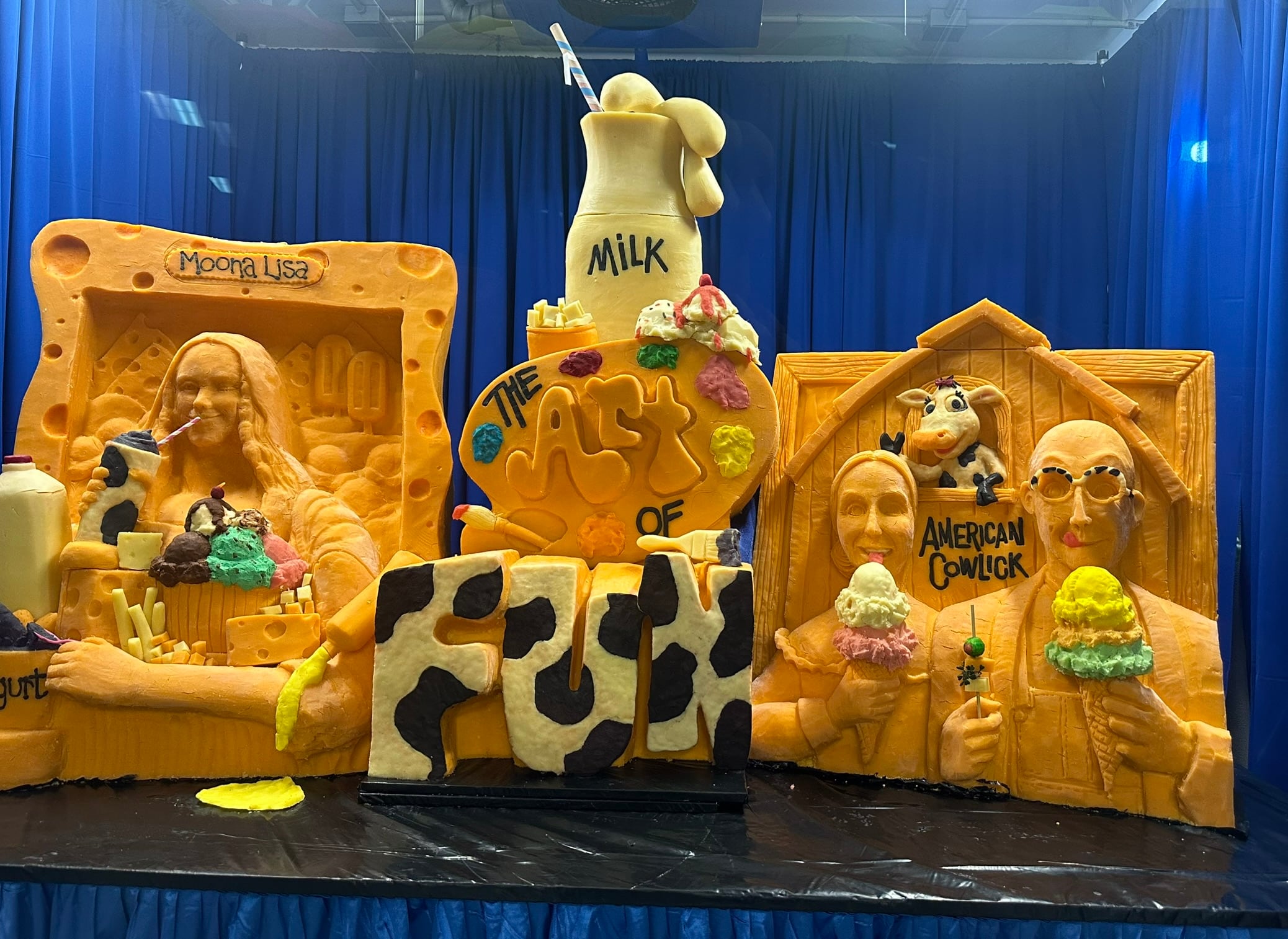 A giant cheese sculpture was unveiled at the Indiana State Fair.