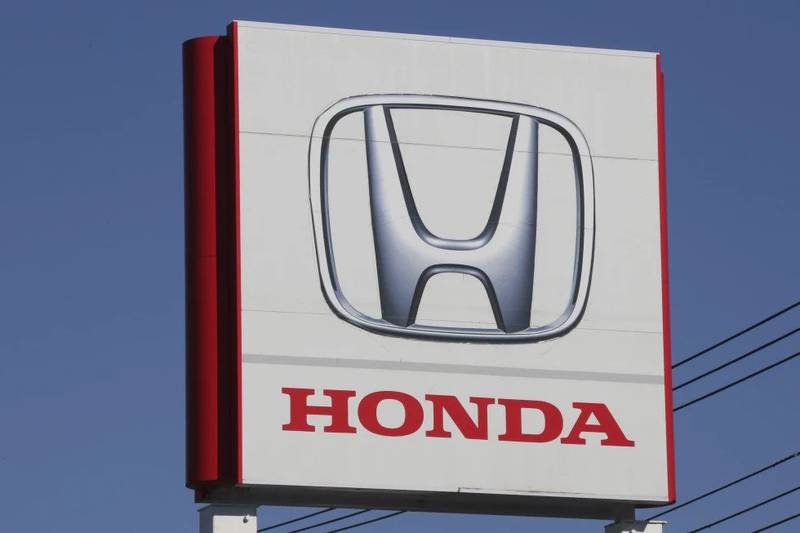 The logo of Honda Motor Co. is seen in Yokohama, near Tokyo.