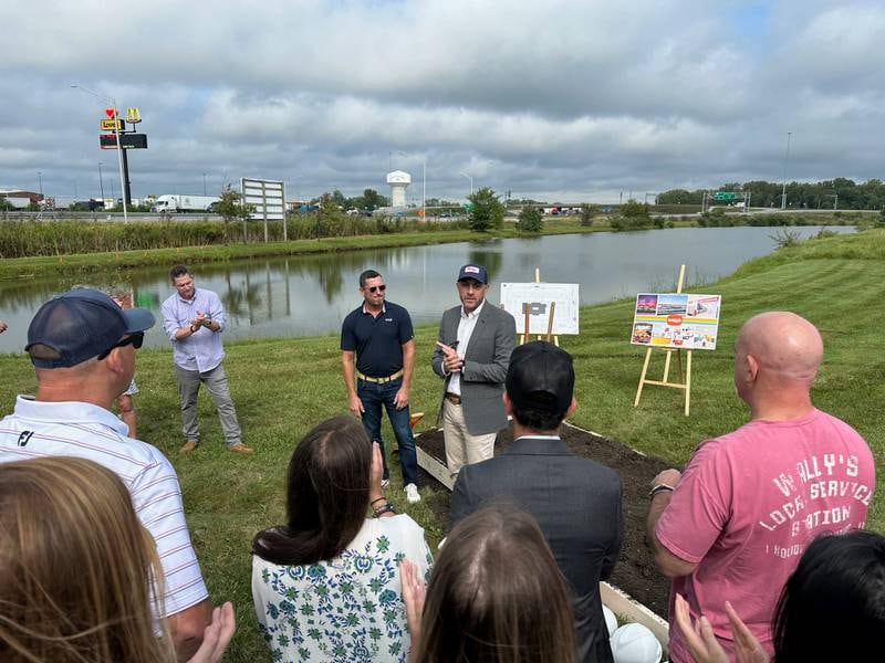 A groundbreaking ceremony is held for Wally’s Travel Center in Whitestown, Indiana.