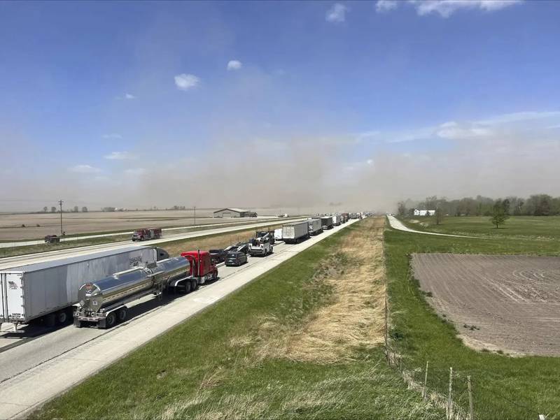 A crash involving at least 20 vehicles shut down a highway in Illinois on May 1, 2023. Illinois State Police say a windstorm that kicked up clouds of dust in south-central Illinois led to numerous crashes and multiple fatalities on Interstate 55.