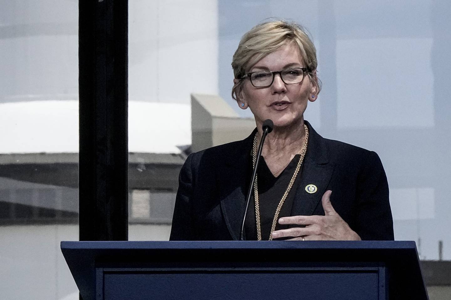 U.S. Energy Secretary Jennifer Granholm speaks in Waynesboro, Georgia.