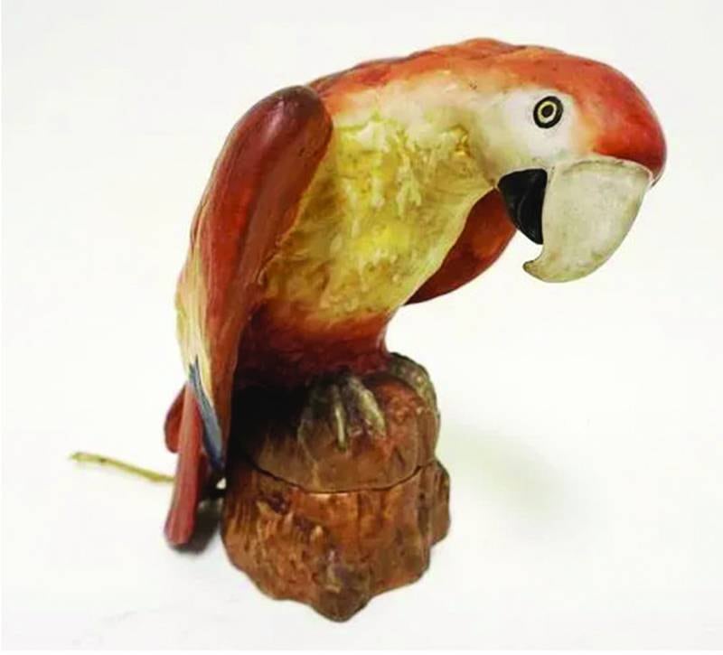 Polly wanna light? Fulper Pottery was known for more traditional lamp shapes, but also made some unusual ones like this figural parrot lamp.