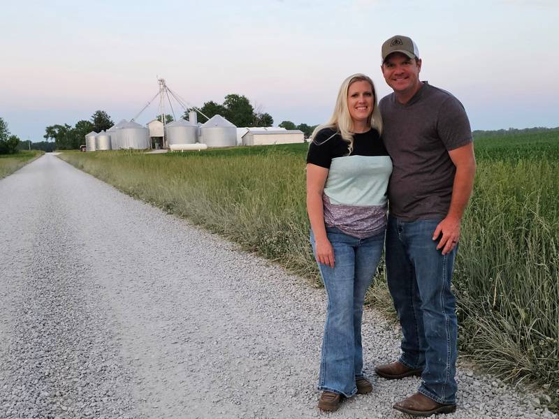 Tiffany and Dwight Ludwig on their family farm in Cory, Indiana.