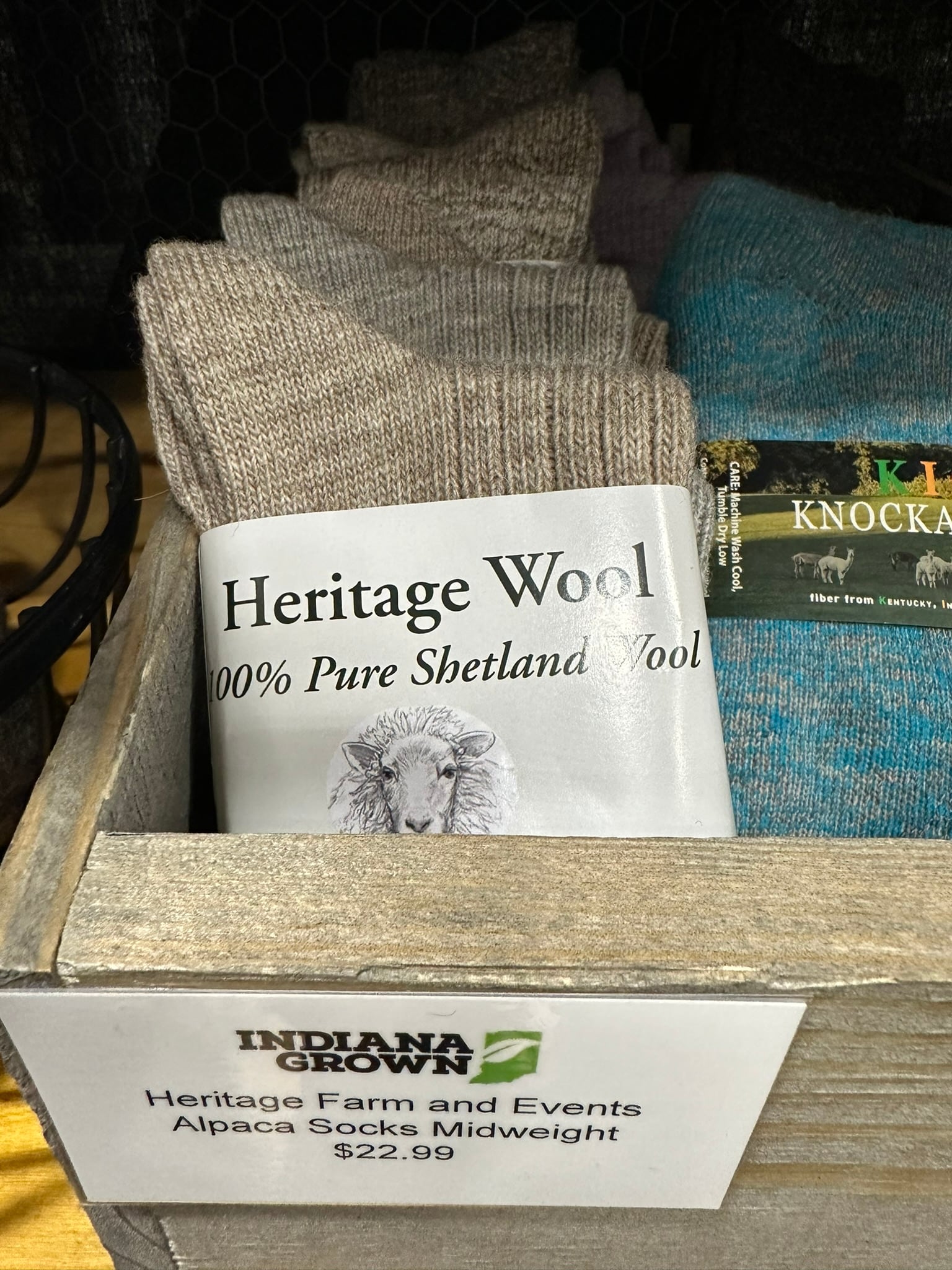 Heritage wool socks from Heritage Farm Alpacas and Events in Flora. Learn more at www.heritagefarmevents.com.