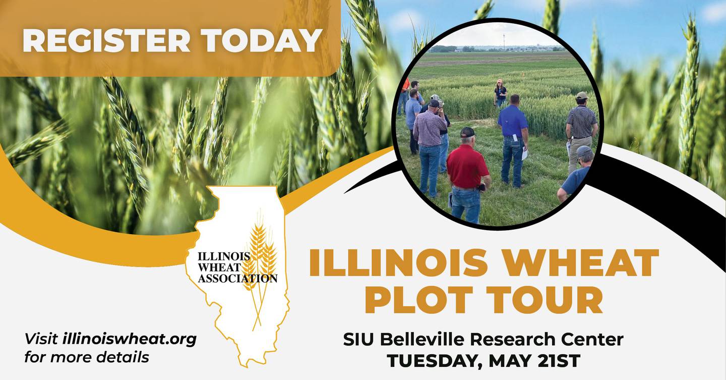 Register for the Illinois Wheat Plot Tour on May 21 at: https://illinoiswheat.org/plottour.html.