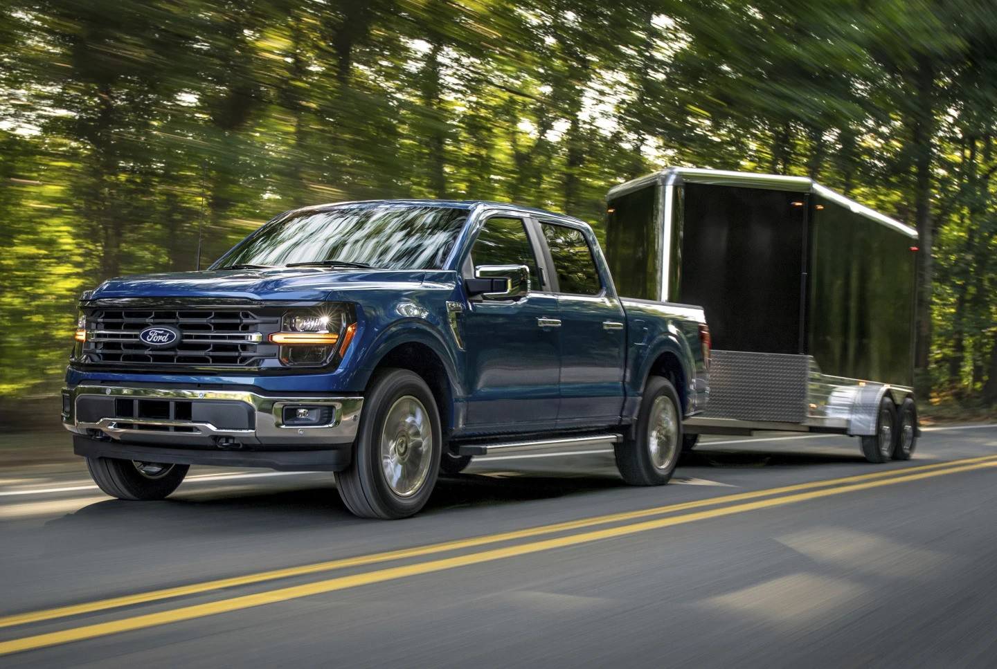 The F-150 receives updated styling, a bigger center touchscreen and a fully digital instrument panel for 2024.