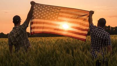 Flags on farms: Wrapped in red, white and blue