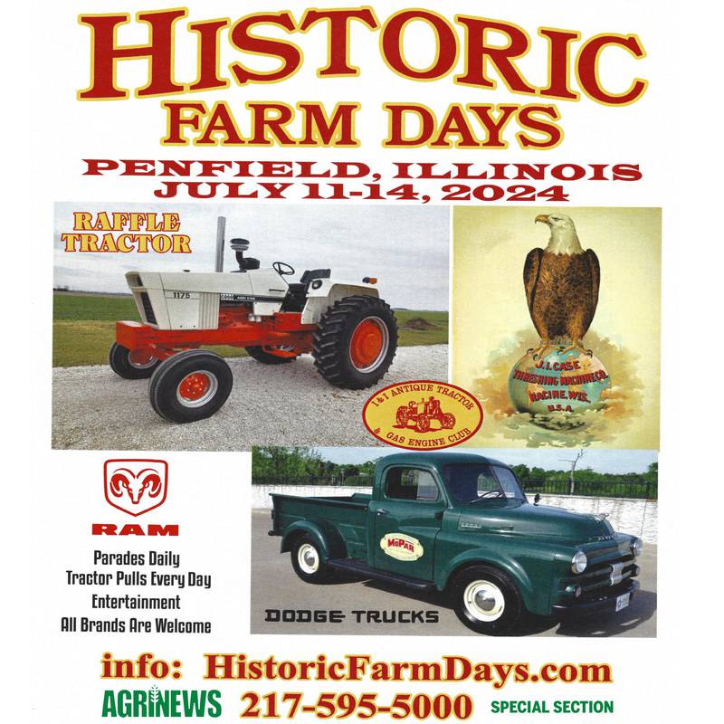 The annual Historic Farm Days will be held July 11-14 on the grounds of the I&I Antique Tractor and Gas Engine Club in Penfield, Illinois.