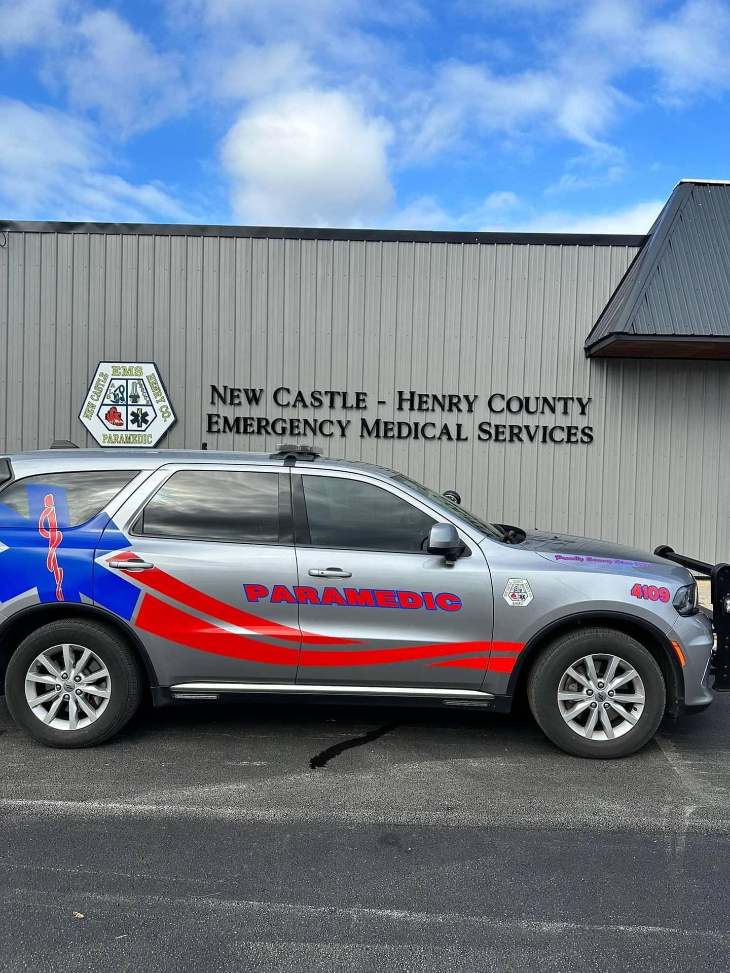 A paramedic vehicle is on call in New Castle, Indiana.